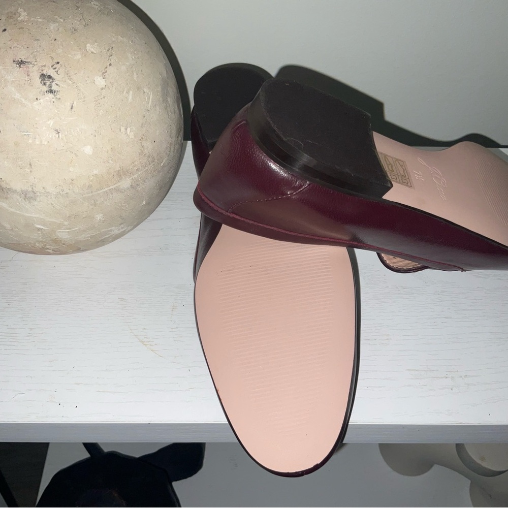 NEW J. Crew Women's Cecile leather smoking slippers loafers dark red burgundy - Picture 4 of 6